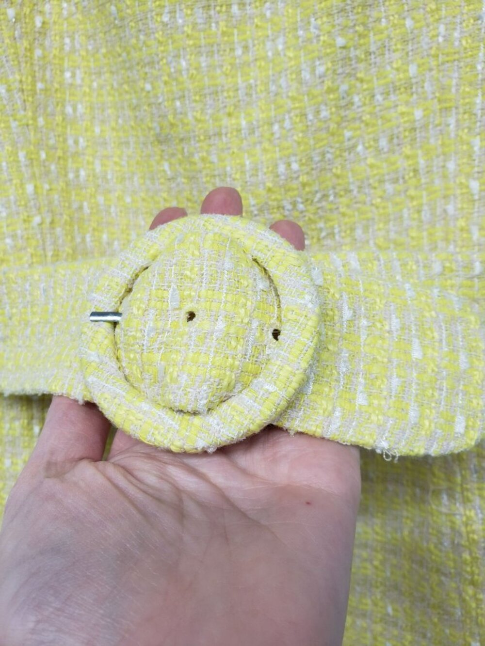 Amanda Uprichard x REVOLVE $250 Fae Yellow Tweed Belted Strapless Mini Dress - Picture 4 of 15